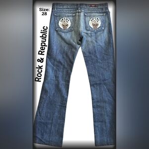 Rock & Republic Flare Bootcut Skull Jeans Sz 28